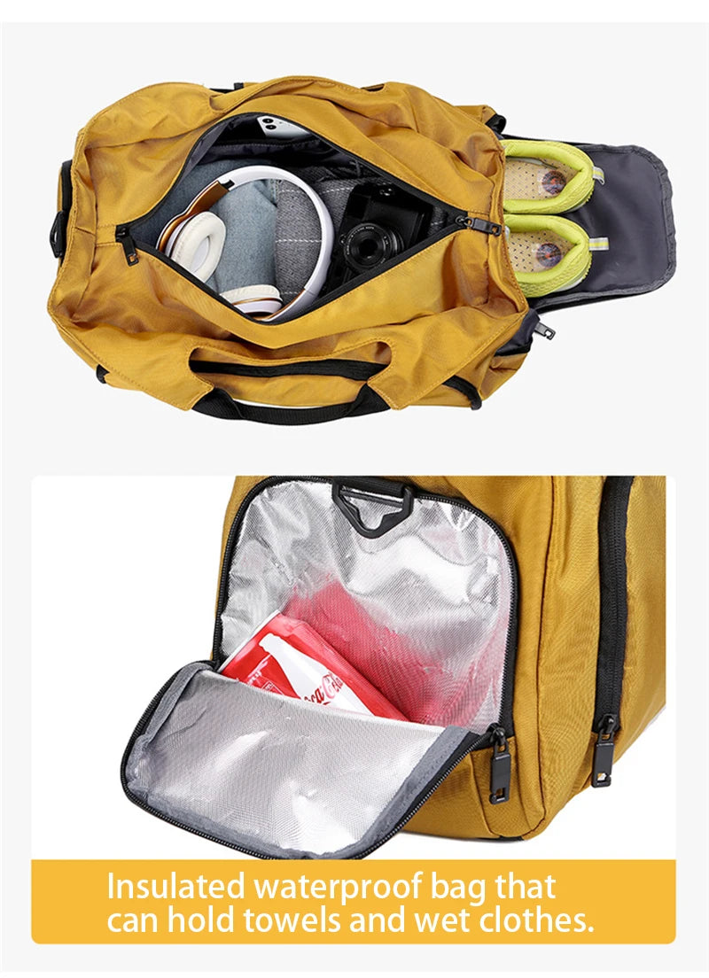 Bolsa deportiva de gimnasio para hombre, bolso de viaje para Fitness, bolsillo para zapatos, equipaje, bolso de mano impermeable, bolso de hombro para fin de semana al aire libre