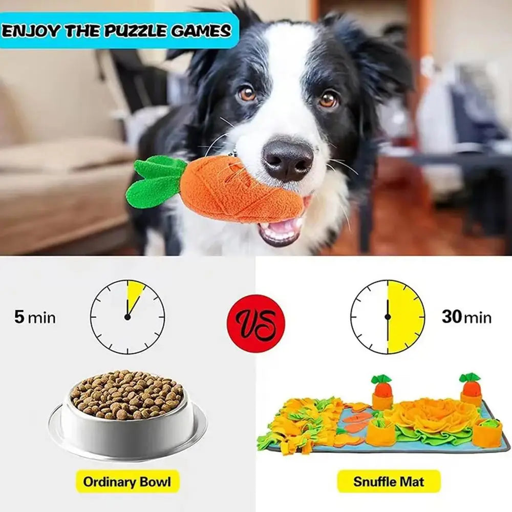 Dog Sniffing Mat Interactive Dog Feeding Pad Dog Puzzle Toys Pet Sniffing Mat with Squeaky Carrots Pet Dispenser