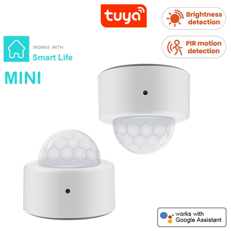 Tuya-Mini Detector de movimiento PIR 2 en 1 Zigbee + luz Lux brillante, Sensor d