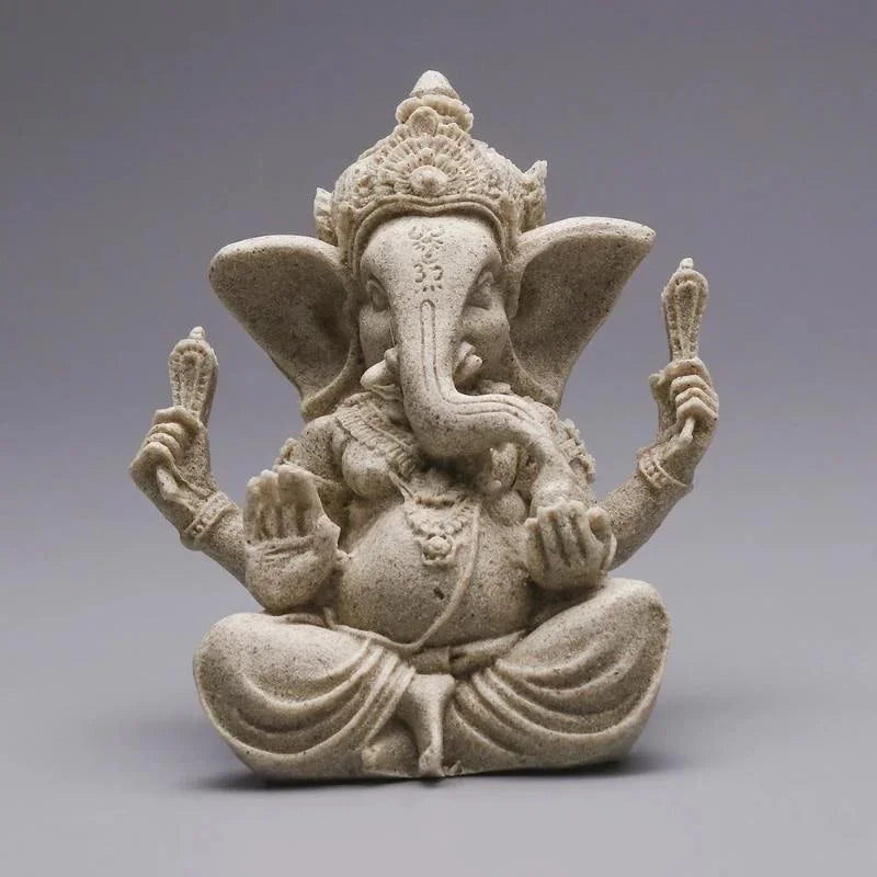 Sandstone Ganesha Buddha Elephant Statue Handmade Sculpture 