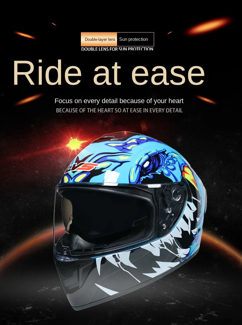 Motorcycle helmets for men and women, double lens locomotive helmets, helmets 