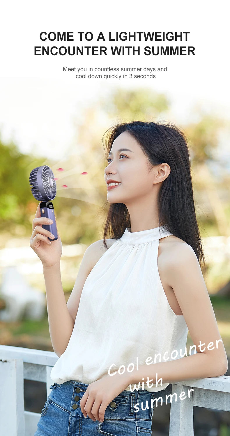 Mini USB Handheld Fan Portable Folding Neck Hanging Fan 