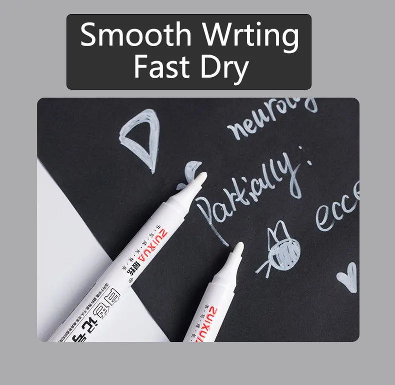2.0mm White Marker Pen Set Waterproof Oily White Gel Pens