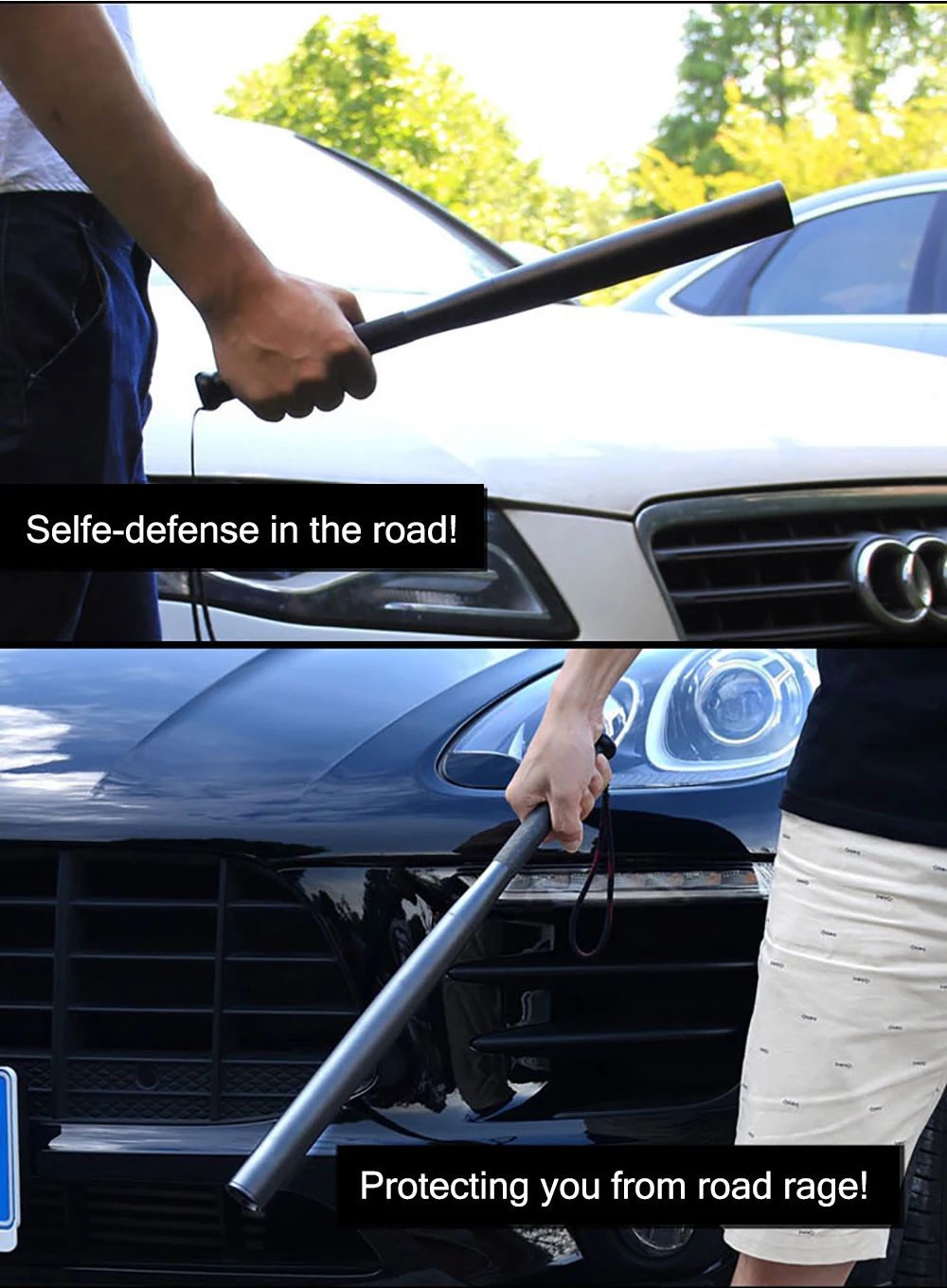 Linterna de autodefensa resistente al agua, palo LED, bate de béisbol, antorcha de aleación de aluminio, equipo antidisturbios de autodefensa de emergencia