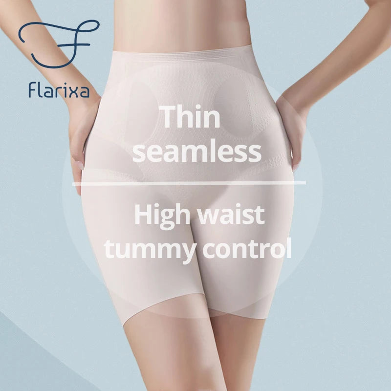 Flarixa Ultra-thin Ice Silk Shapewear High Waist Slimming Belly Panties Women Tummy Control Underwear Safety Underskirt Pants 