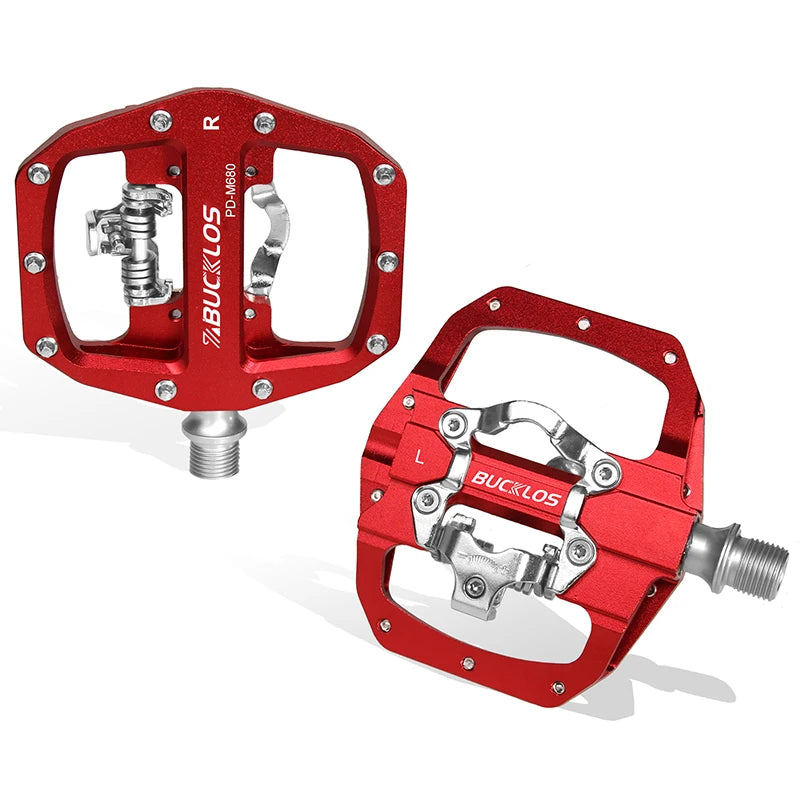 BUCKLOS PD-M680 Double Flat &amp; Lock MTB Bike Pedals 