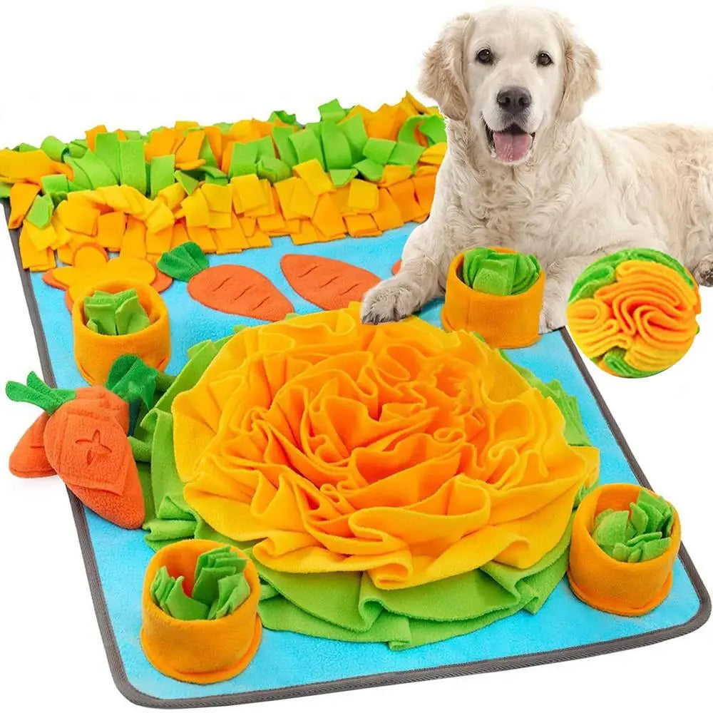 Dog Sniffing Mat Interactive Dog Feeding Pad Dog Puzzle Toys Pet Sniffing Mat with Squeaky Carrots Pet Dispenser