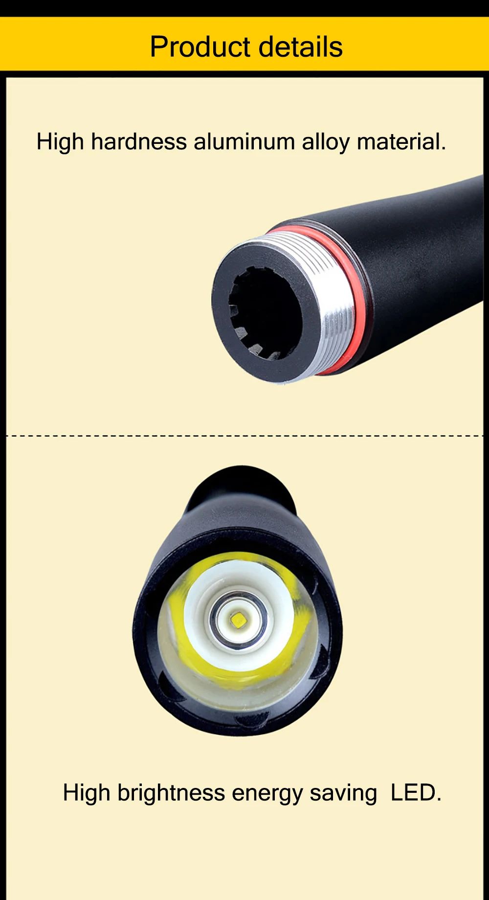 Linterna de autodefensa resistente al agua, palo LED, bate de béisbol, antorcha de aleación de aluminio, equipo antidisturbios de autodefensa de emergencia