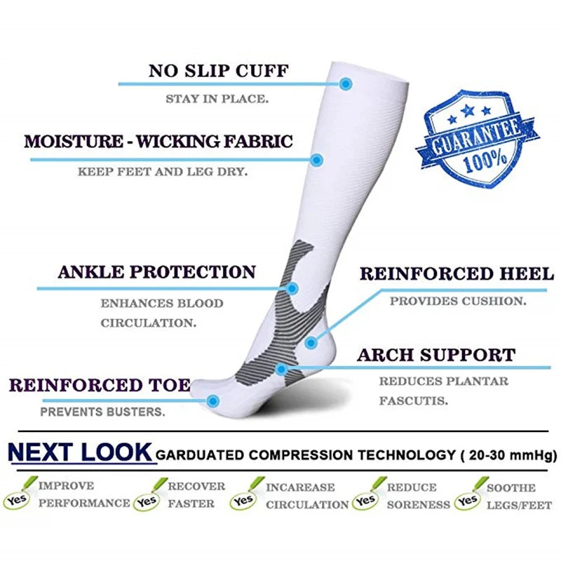 Running Compression Stockings Marathon Hiking Sports Socks 