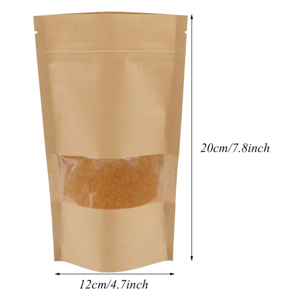 Kraft Paper Zip Lock Bags Self Seal Packaging Bags 