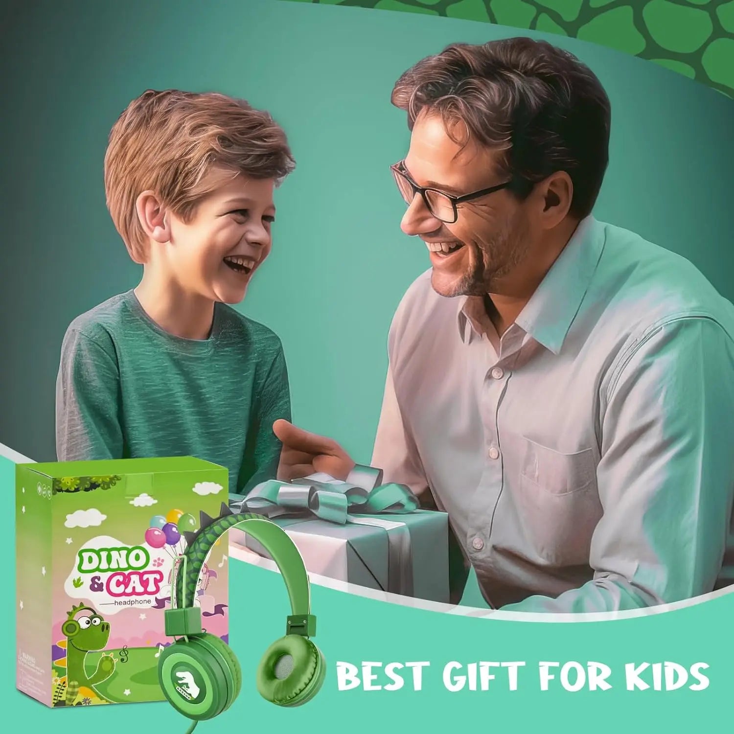 Dinosaur Headphones Wired Kids Headphones with Microphone and Bo