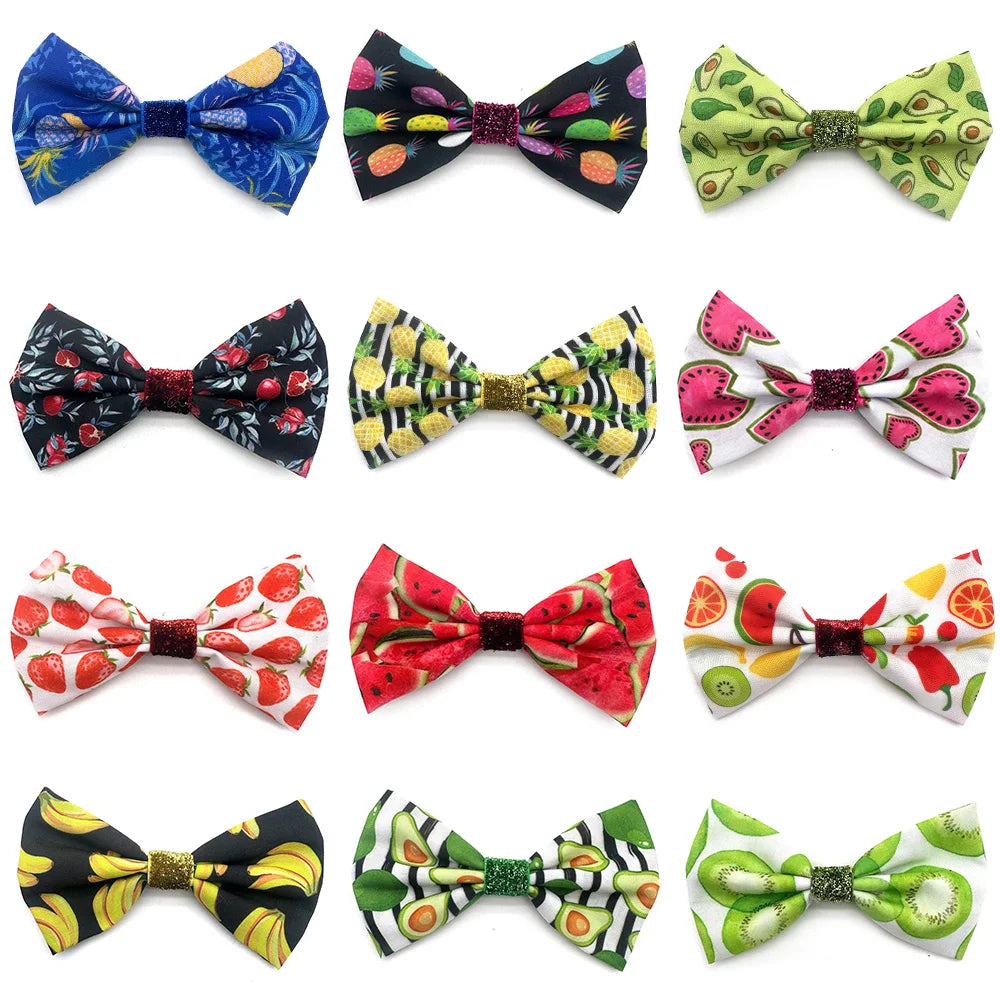 50/100 Pcs Mixcolor Pet Products Bow Tie Summer Fruit Style Co