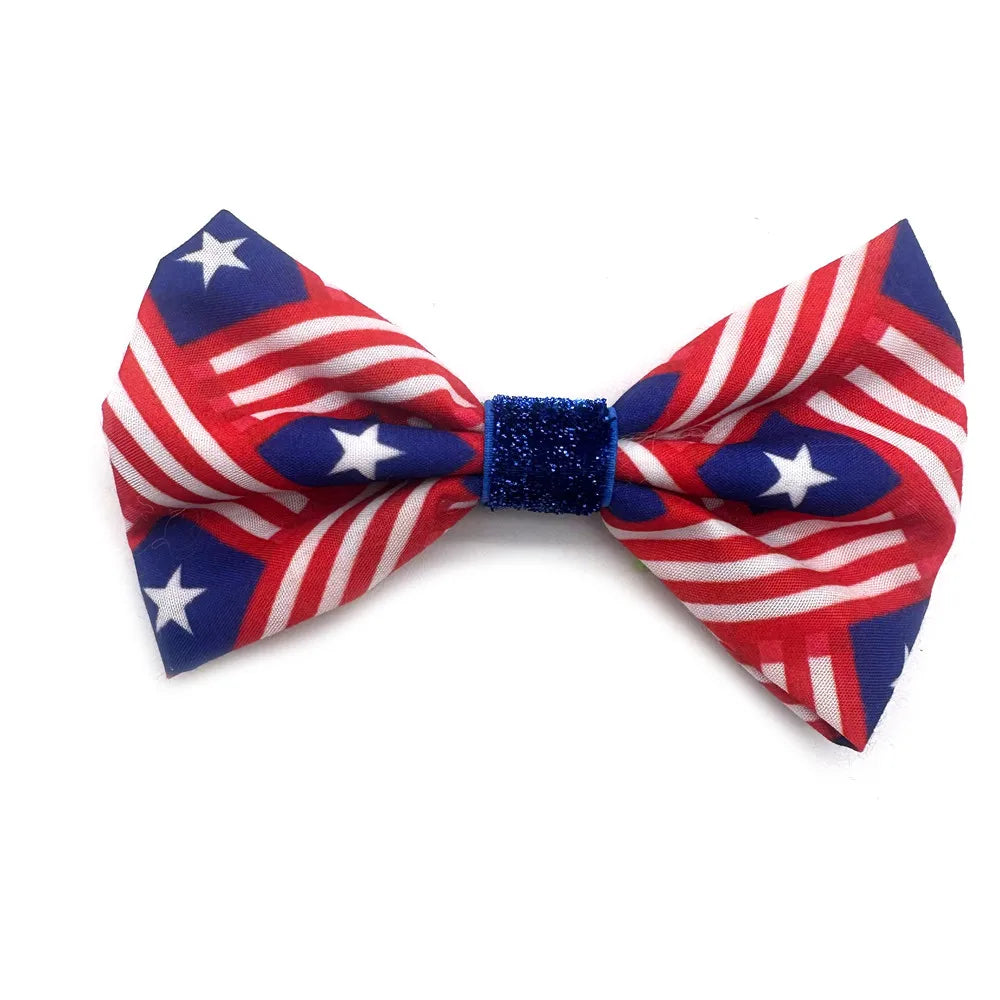 50/100 Pcs Pet Collar Bow Slip-On Dog Bows 4th of July sum 