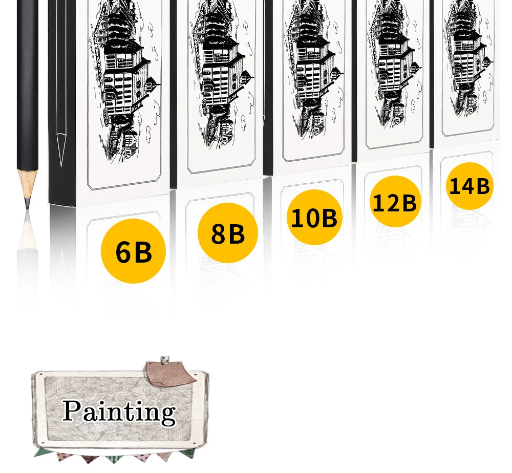 4H Professional Drawing Pencils Set Stationery Art Supplies