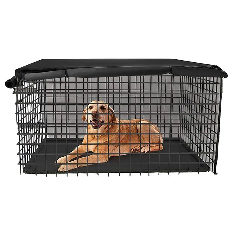 Waterproof Dog Kennel Cover Pet Cage with Two Doors 