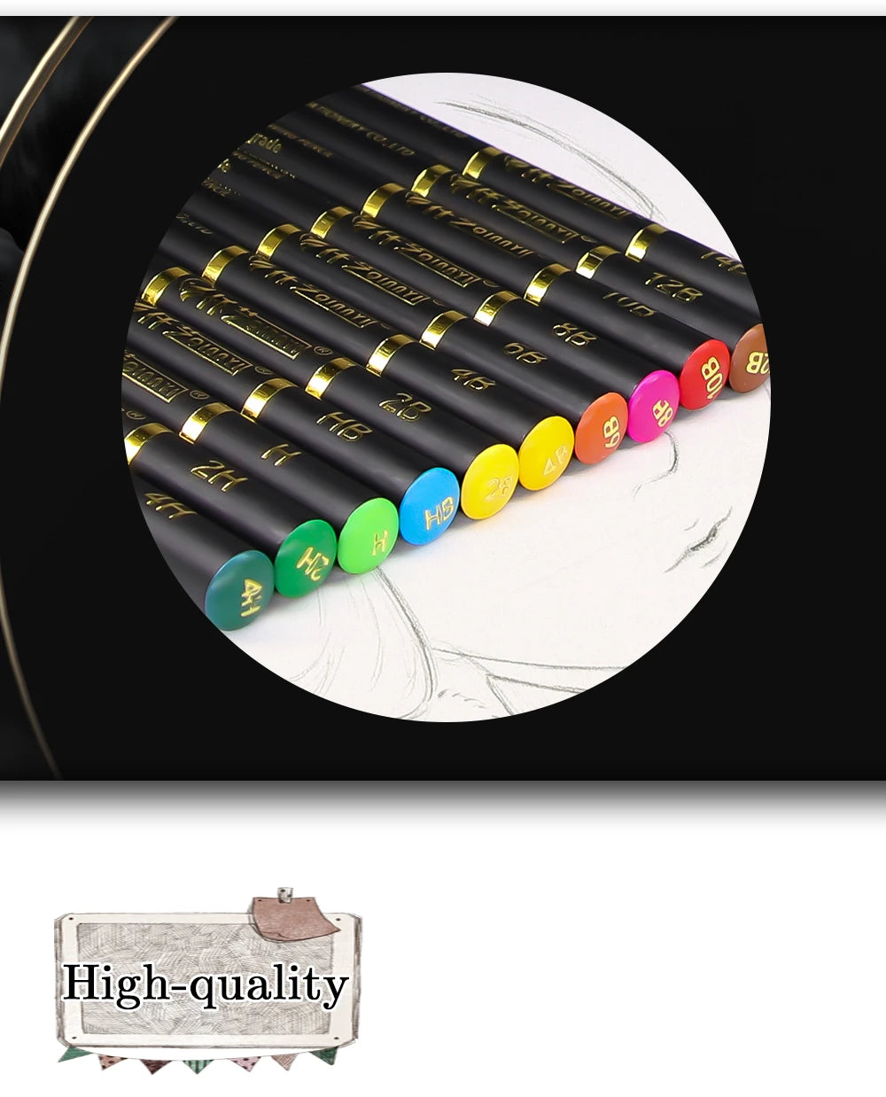4H Professional Drawing Pencils Set Stationery Art Supplies