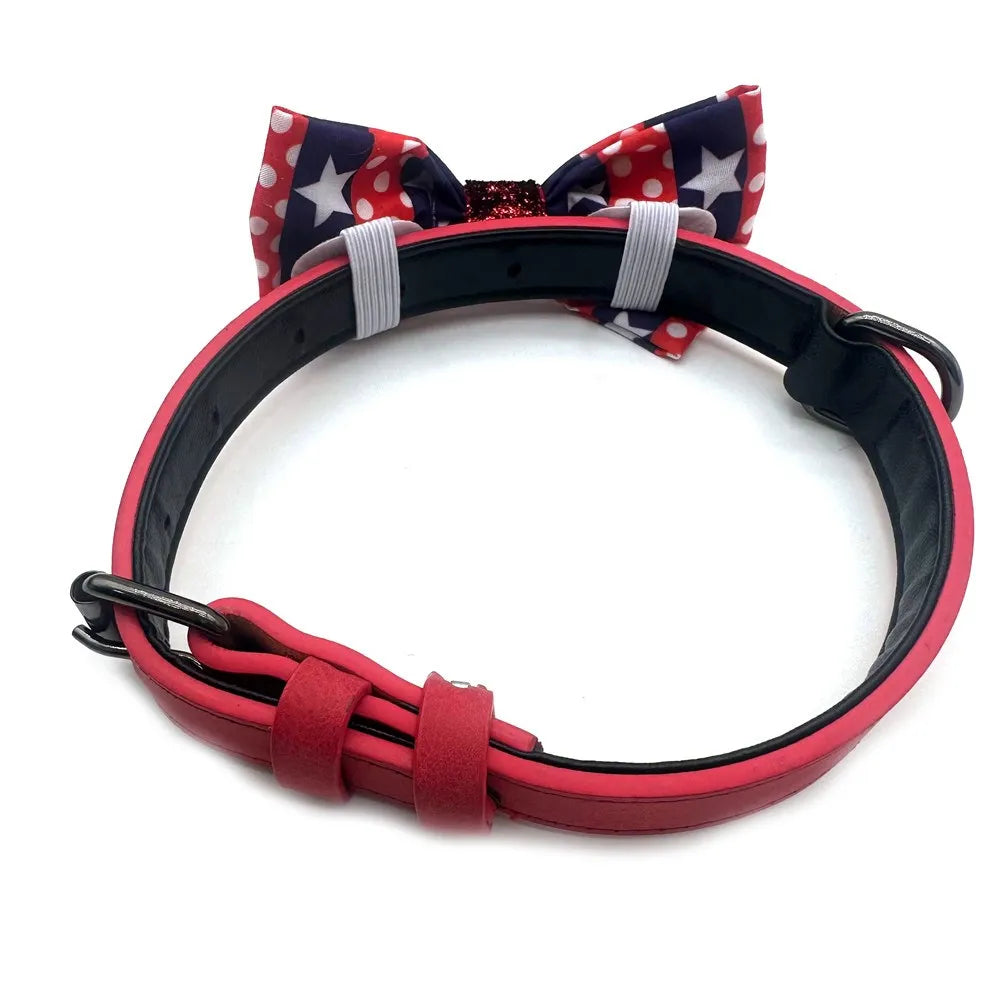 50/100 Pcs Pet Collar Bow Slip-On Dog Bows 4th of July sum 