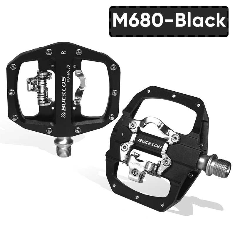 BUCKLOS PD-M680 Double Flat &amp; Lock MTB Bike Pedals 