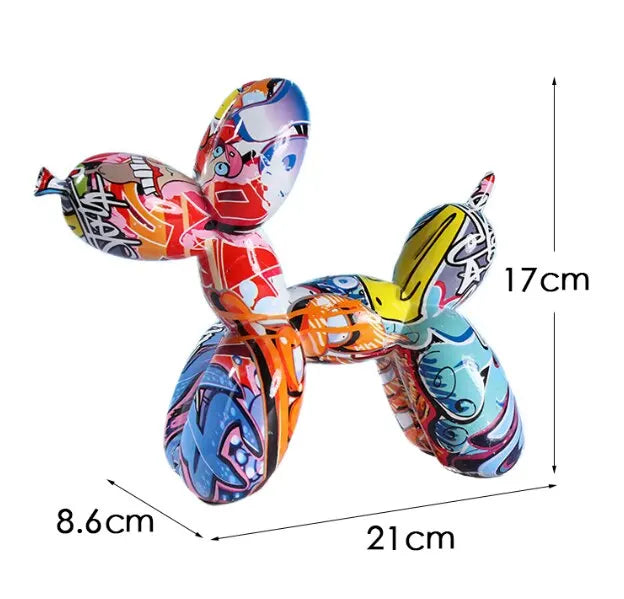 Resin Graffiti Balloon Dog Figurines Indoor Home Decoration 