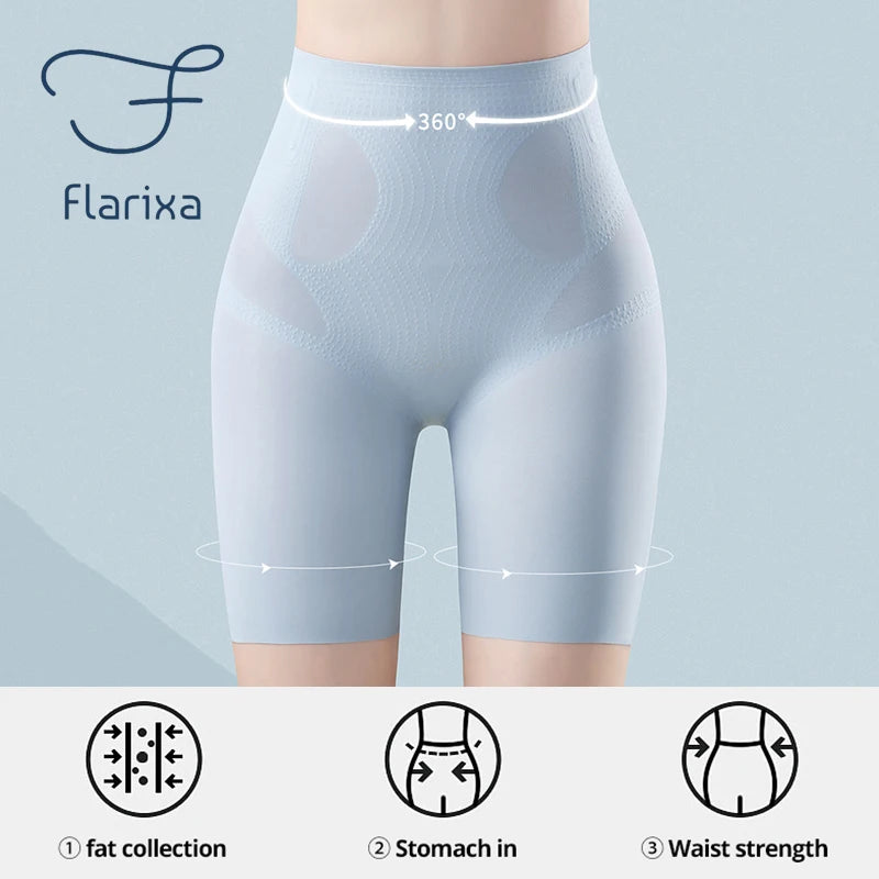 Flarixa Ultra-thin Ice Silk Shapewear High Waist Slimming Belly Panties Women Tummy Control Underwear Safety Underskirt Pants 