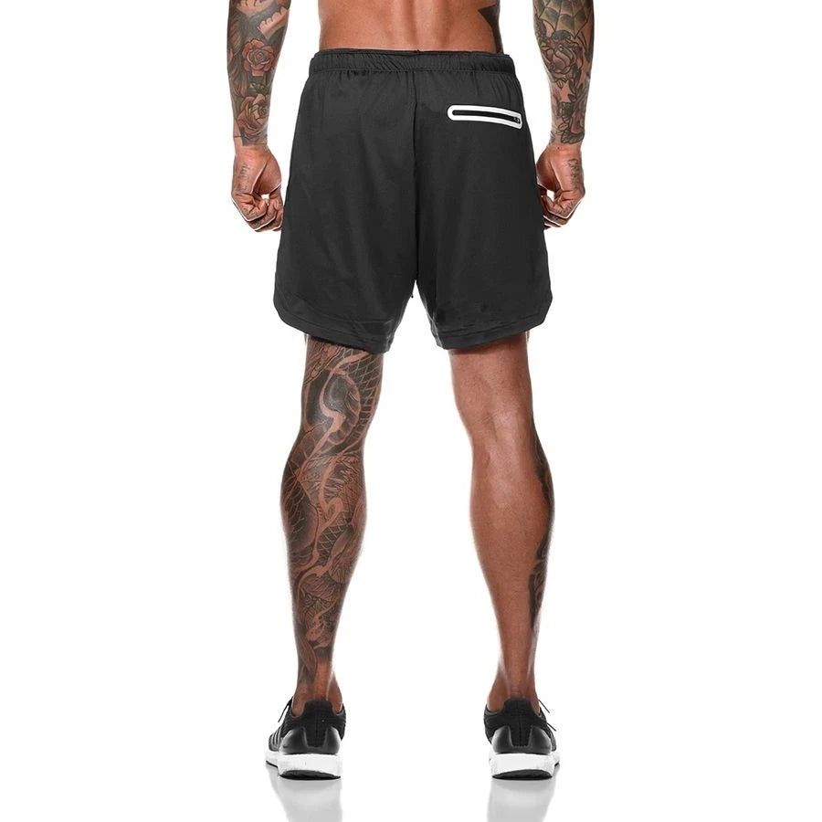 Pantalones cortos deportivos 2 en 1 para hombre, ropa deportiva de doble cubierta, para correr, para la playa, gimnasio, entrenamiento, trotar,