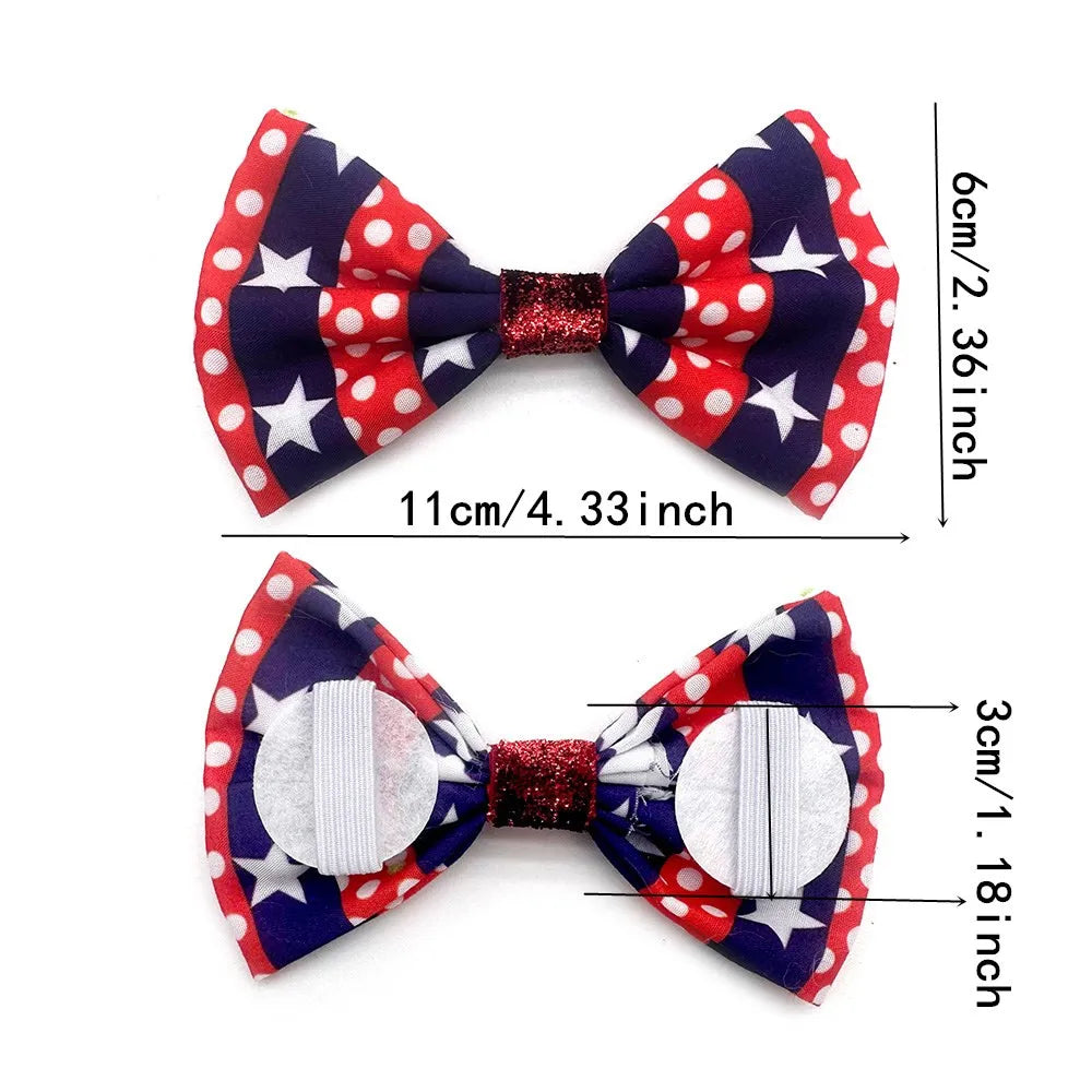 50/100 Pcs Pet Collar Bow Slip-On Dog Bows 4th of July sum 