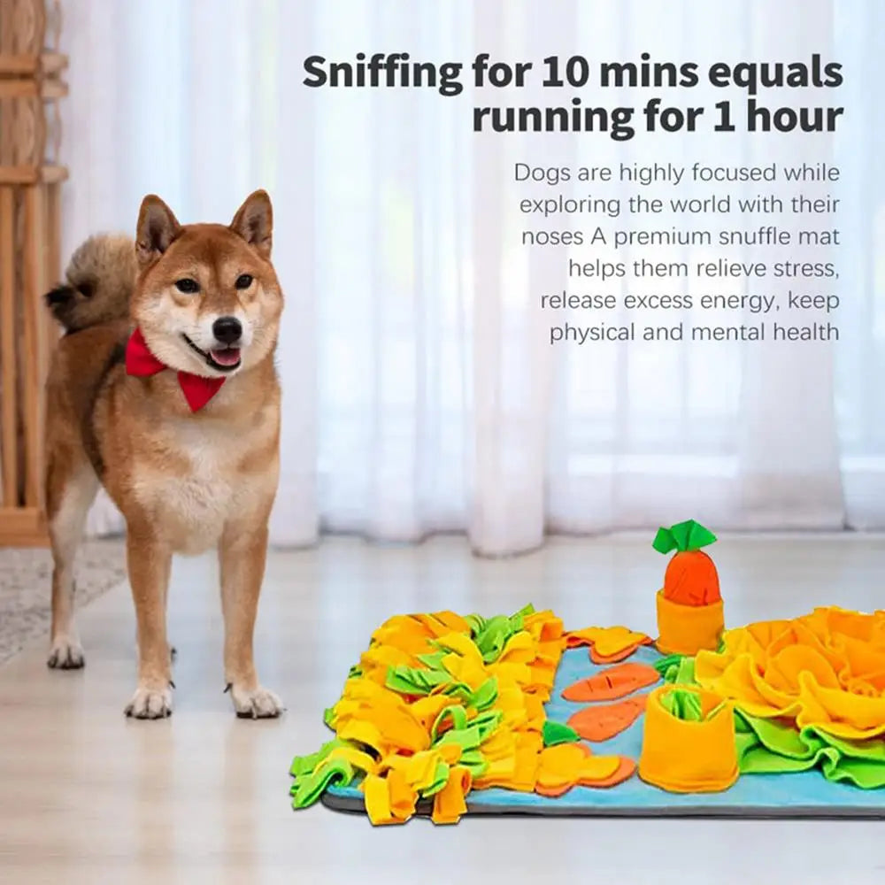 Dog Sniffing Mat Interactive Dog Feeding Pad Dog Puzzle Toys Pet Sniffing Mat with Squeaky Carrots Pet Dispenser