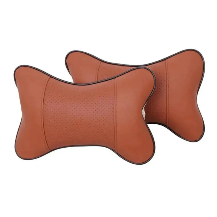 Almohadas universales de cuero Pu para el cuello del coche, reposacabezas para aliviar el dolor de cabeza, relleno de fibra, paquete de 1 piezas