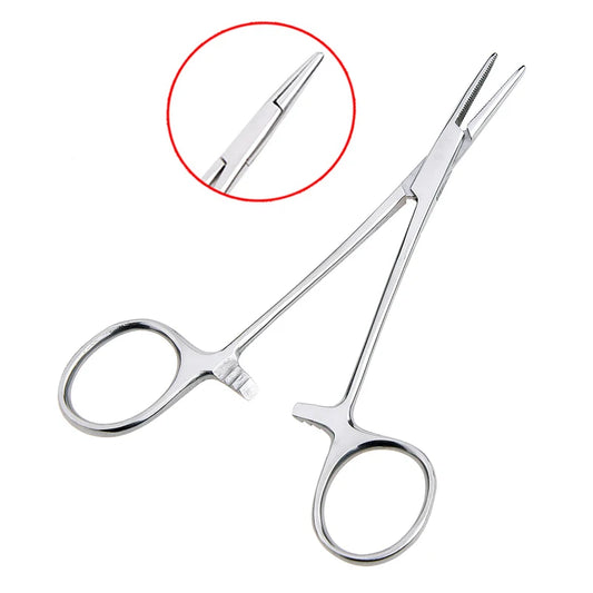 Pinza hemostática para cortar el pelo de mascotas, Alicates de bloqueo de pesca, herramientas de depilación, cortador de Punta curva/recta, 12,5, 16, 18cm