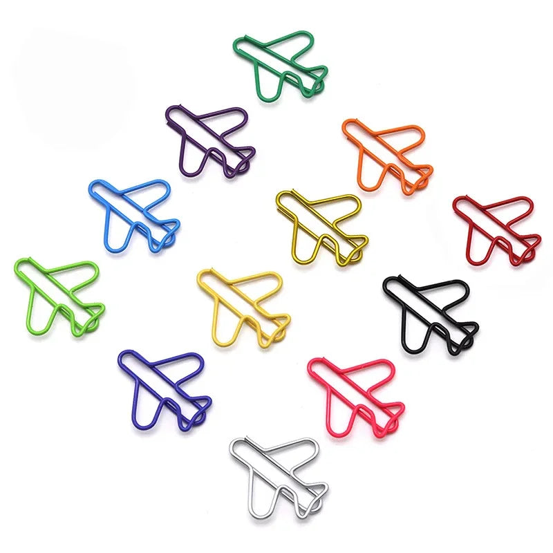 Clips de papel de Metal en forma de avión para oficina, papelería escolar, 2,6