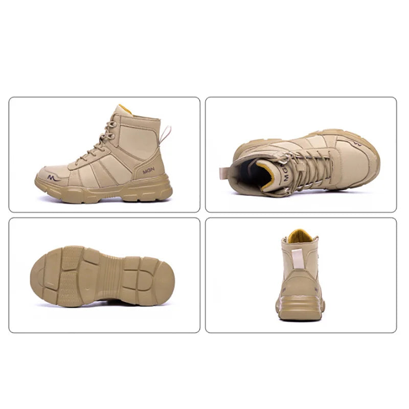Botas de trabajo indestructibles, zapatos de seguridad con punta de acero, zapat