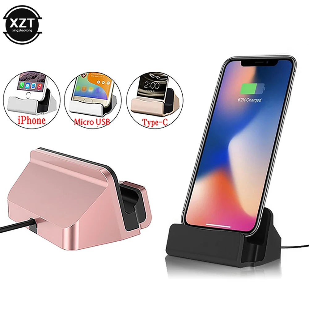 Estación de carga 2 en 1 para iPhone, cargador Estación de carga 2 en 1 para iPhone, cargador de datos y Cable USB para iPhone X, XS, Max, XR, 6, 6S, 7, 8 Plus, 5 SE, base de acoplamiento de escritoriodatos y Cable USB para iPhone