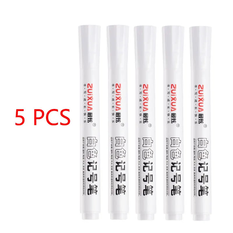 Juego de rotuladores blancos de 2,0mm, rotuladores de Gel blanco aceitoso a prue