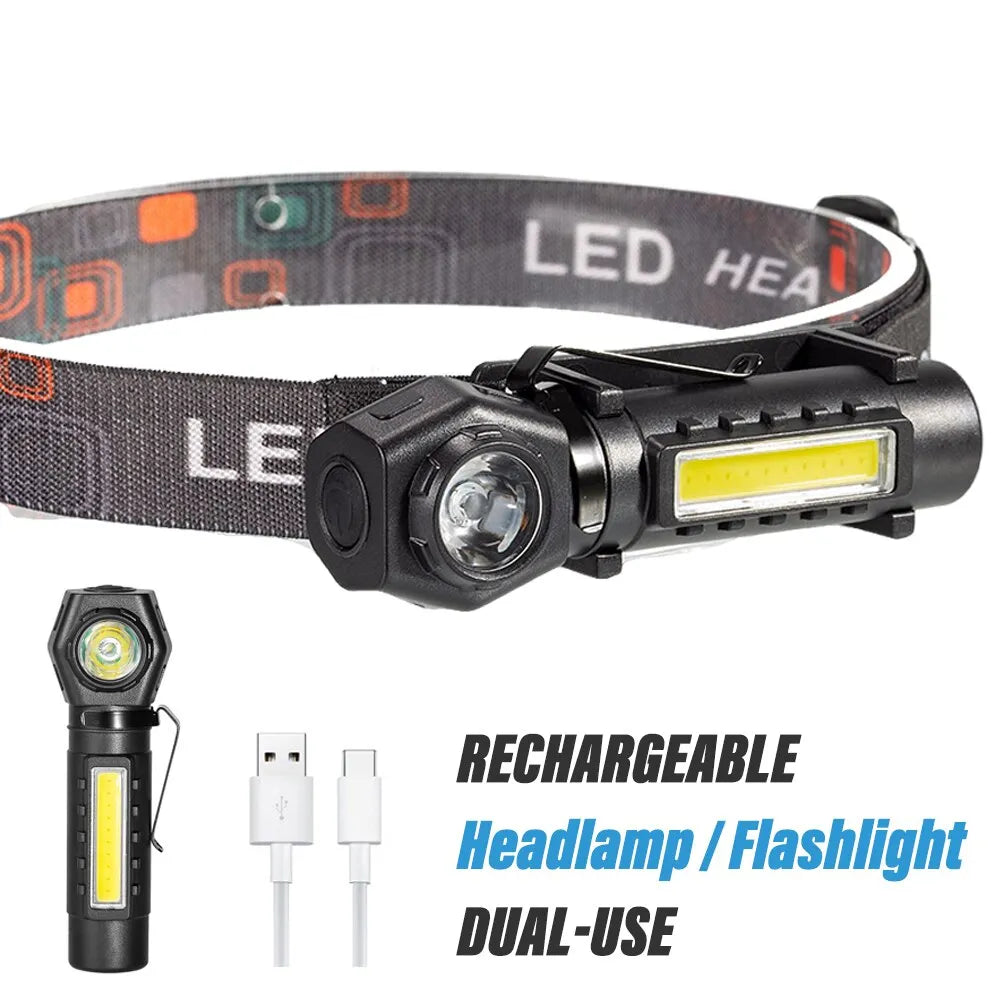 Rechargeable Super Bright LED Headlamp with COB XPE Beads and Back Magnet 