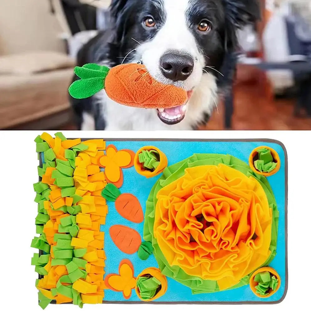 Dog Sniffing Mat Interactive Dog Feeding Pad Dog Puzzle Toys Pet Sniffing Mat with Squeaky Carrots Pet Dispenser