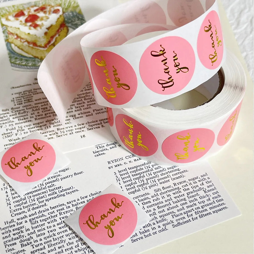 500 Pieces 25mm Thank You Stickers Kraft Paper Stickers for h