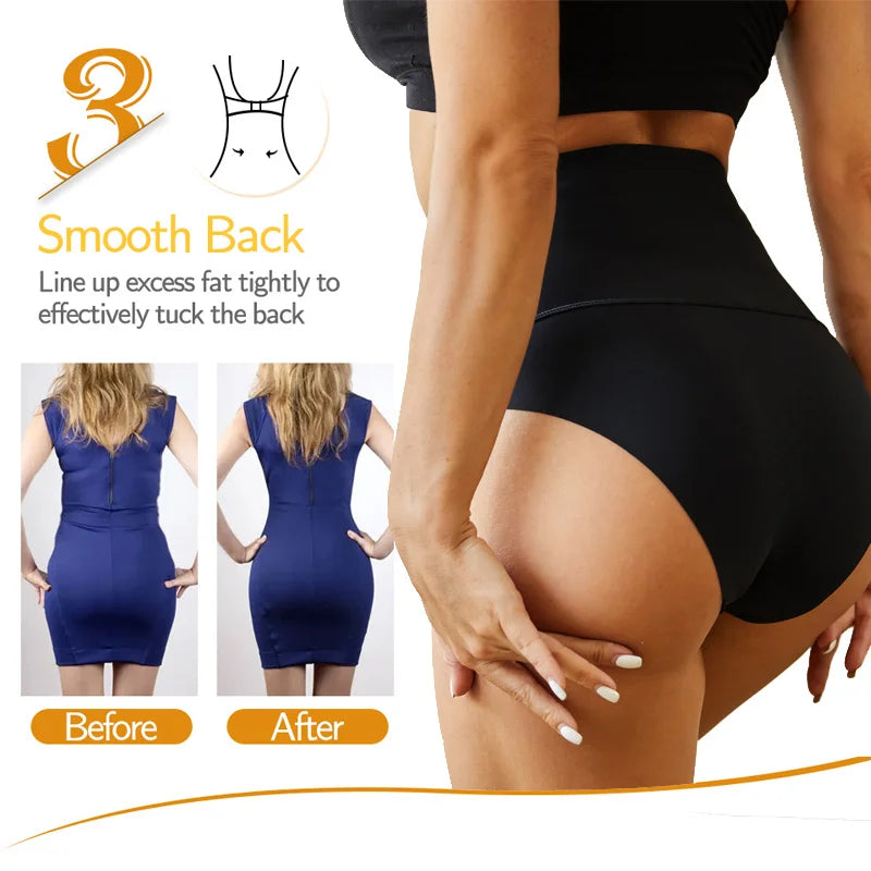 3PCS/Set Women's High Waist Seamless Shapewear Suit Ice Silk Control B 