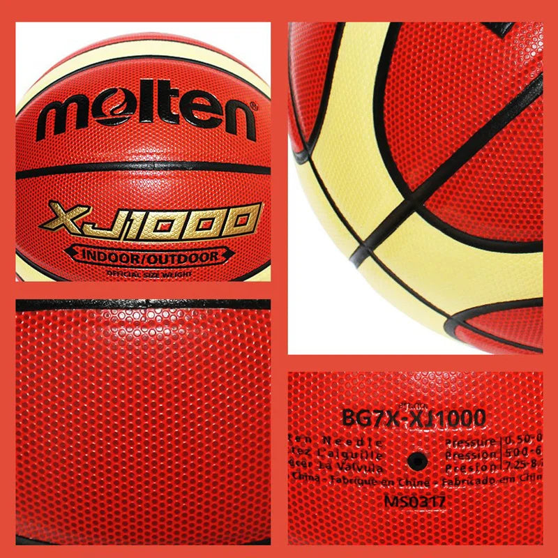 Molten-pelota de Baloncesto XJ1000 para hombre y mujer, Balón de cuero sintético para entrenamiento de partido en interiores y exteriores, tamaño oficial 7/6/5