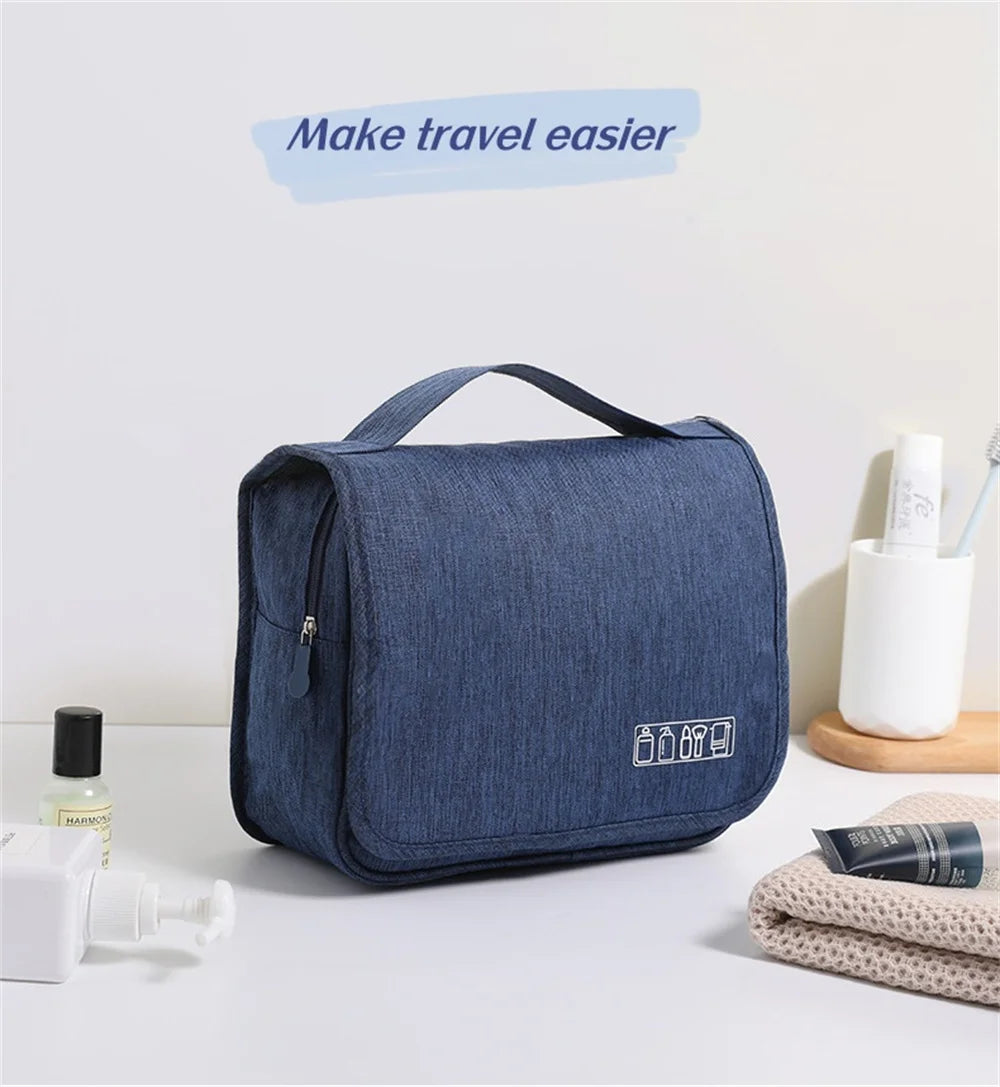 Neceser portátil con gancho colgante para hombre y mujer, bolsa de almacenamiento de cosméticos, impermeable, de gran capacidad, para viaje y maquillaje