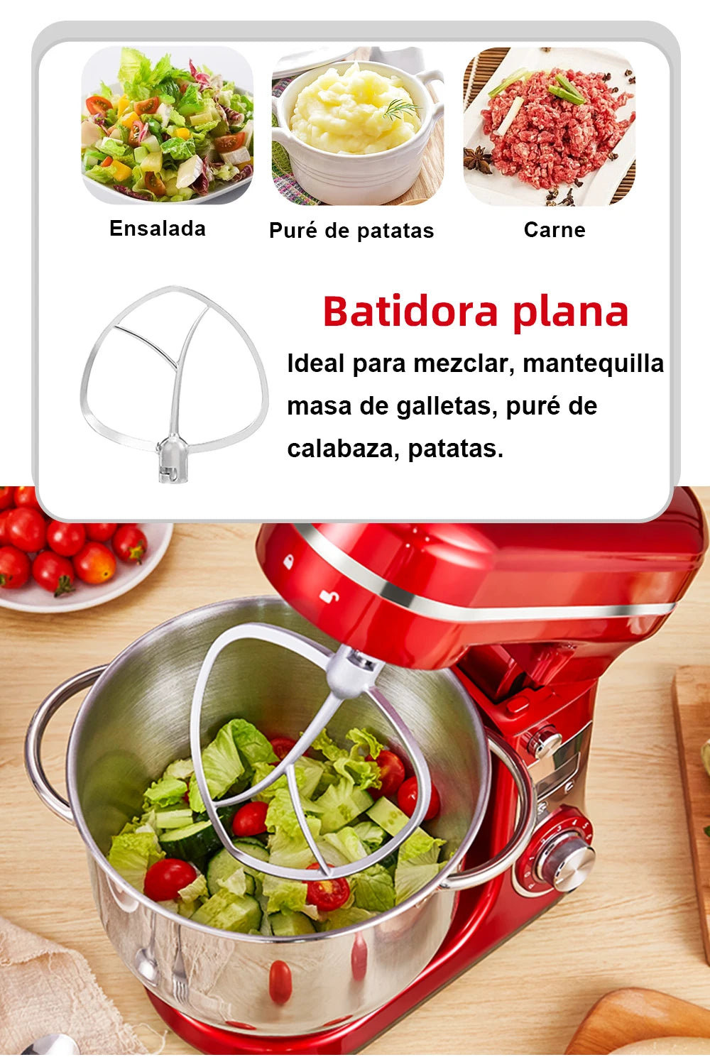 BioloMix-batidora con soporte para alimentos de cocina, batidora con Motor silencioso, batidor de huevos de crema, amasadora de masa de látigo, 6 velocidades, 1200 W, 6 L, CC