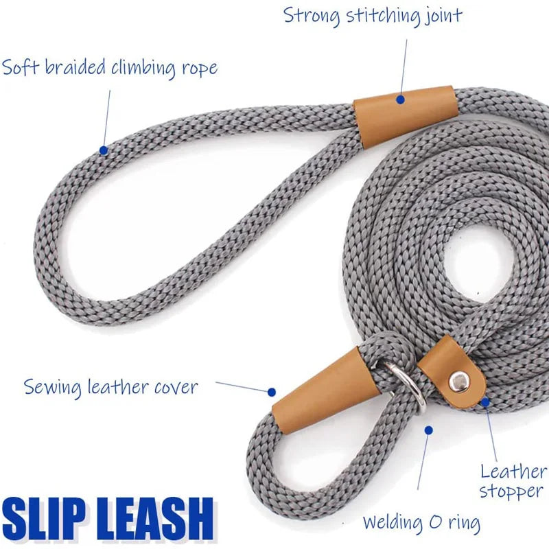 Dog Collar Anti-slip Lead Leash High Strength Braided Rope 