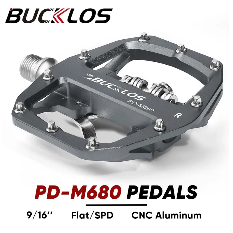 BUCKLOS PD-M680 Double Flat &amp; Lock MTB Bike Pedals 