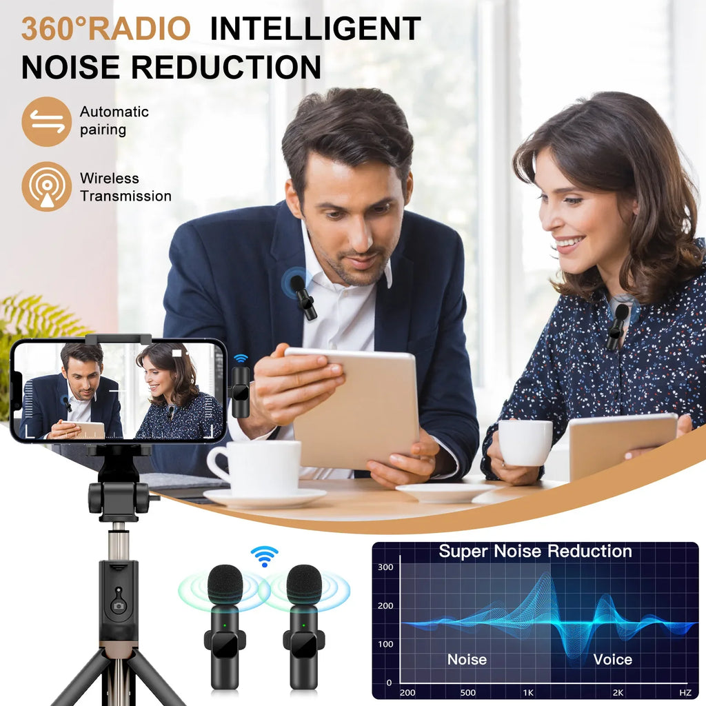 Micrófono Lavalier inalámbrico portátil, minimicrófono de grabación de Audio y vídeo para iPhone, Android, transmisión en vivo, videojuegos, teléfono