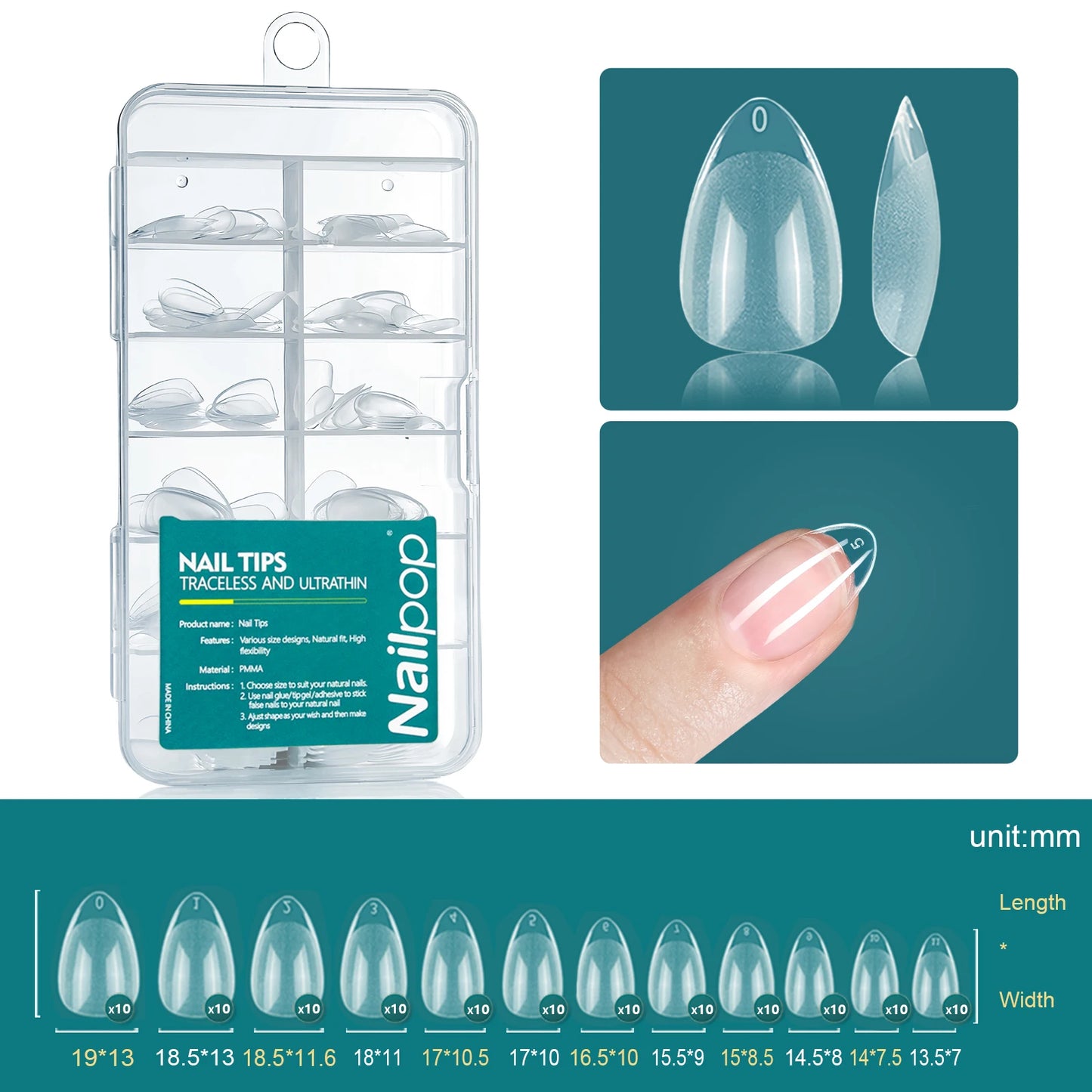 Nailpop-Uñas acrílicas de 120 piezas, cápsula falsa, almendra corta, ataúd cuadrado, extensión de uñas artificiales, puntas de Gel suave, accesorios, herramientas