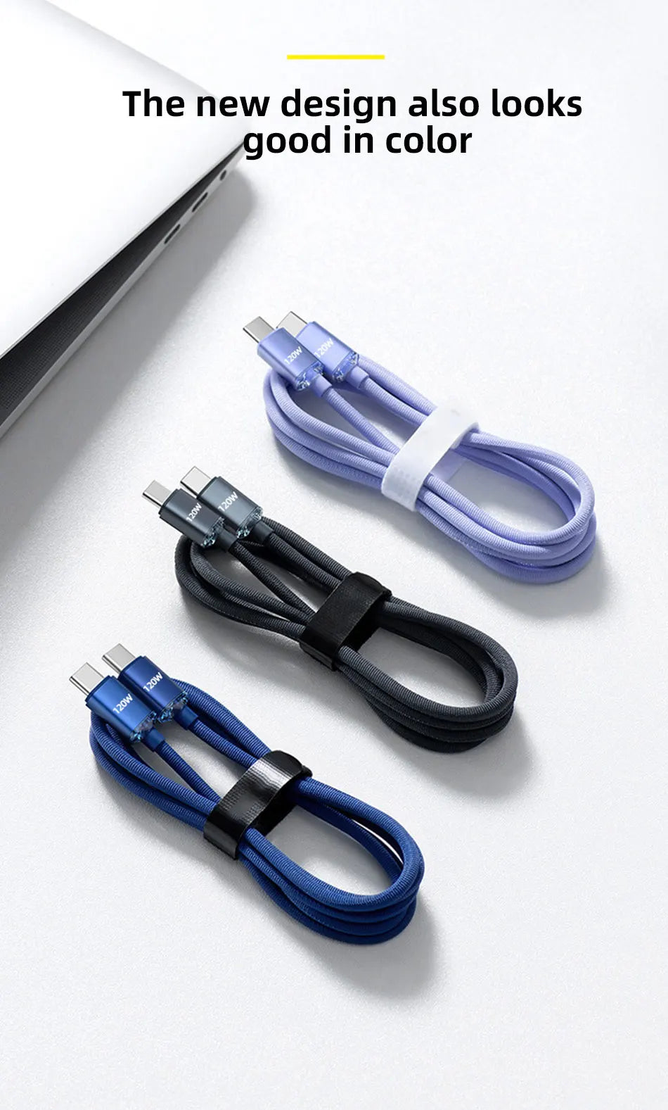 Cable USB tipo C a tipo C de 120W para iPhone 15 Pro Max, Cable de datos de carga rápida PD para Xiaomi 14, Redmi Oneplus 12, POCO X6, OPPO, Samsung