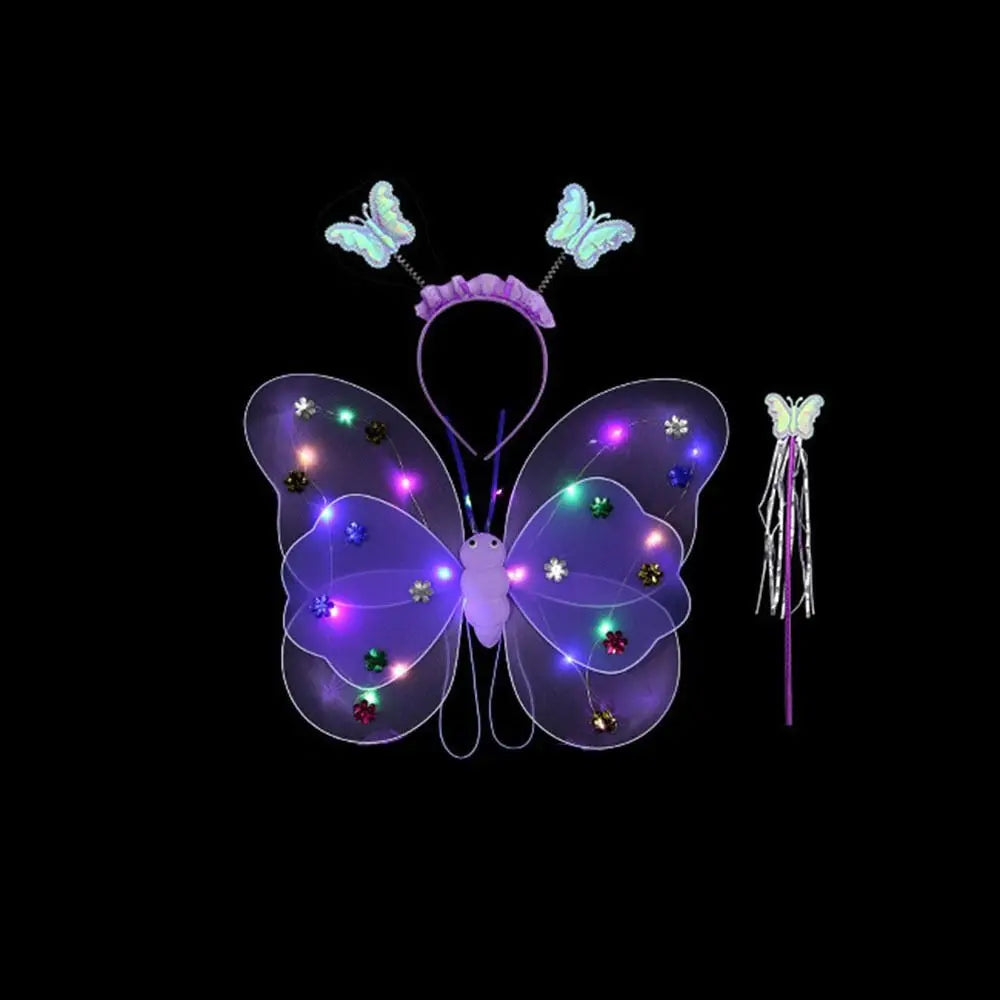 Kids Girls LED Costume Accessories Angel Skirts Luminous Wings 