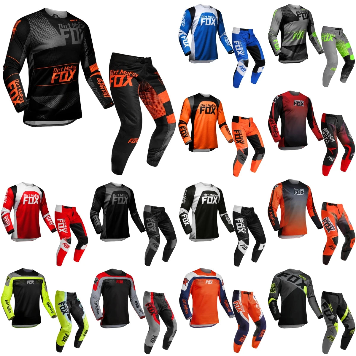 Dirt MoFox Motocross Racing Clothing Set Motorcycle Jersey and Pants 