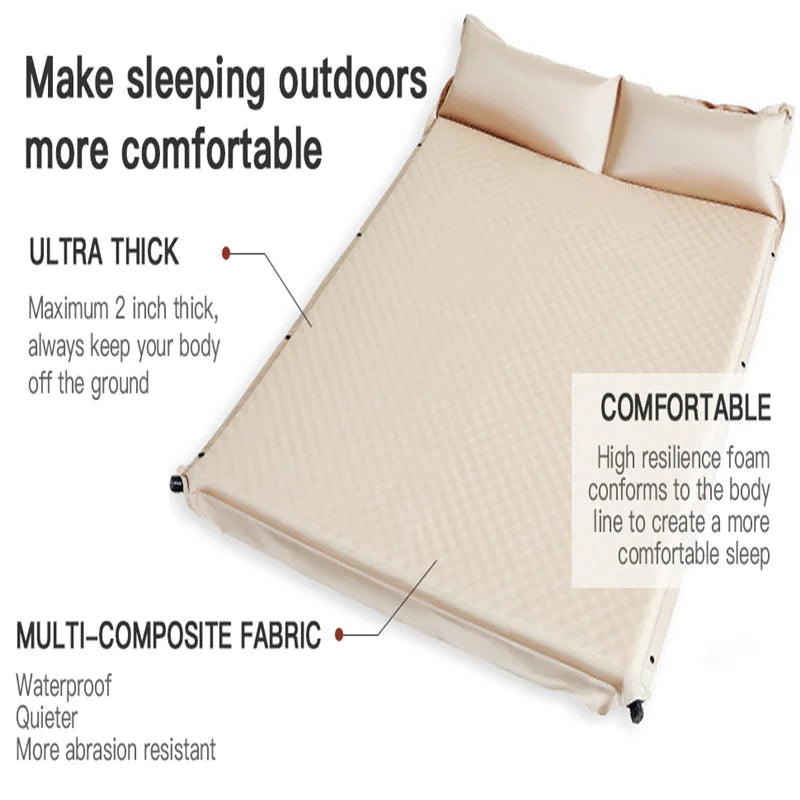 Colchoneta inflable para acampar, colchón de autoinflado, grueso, empalmado, ti