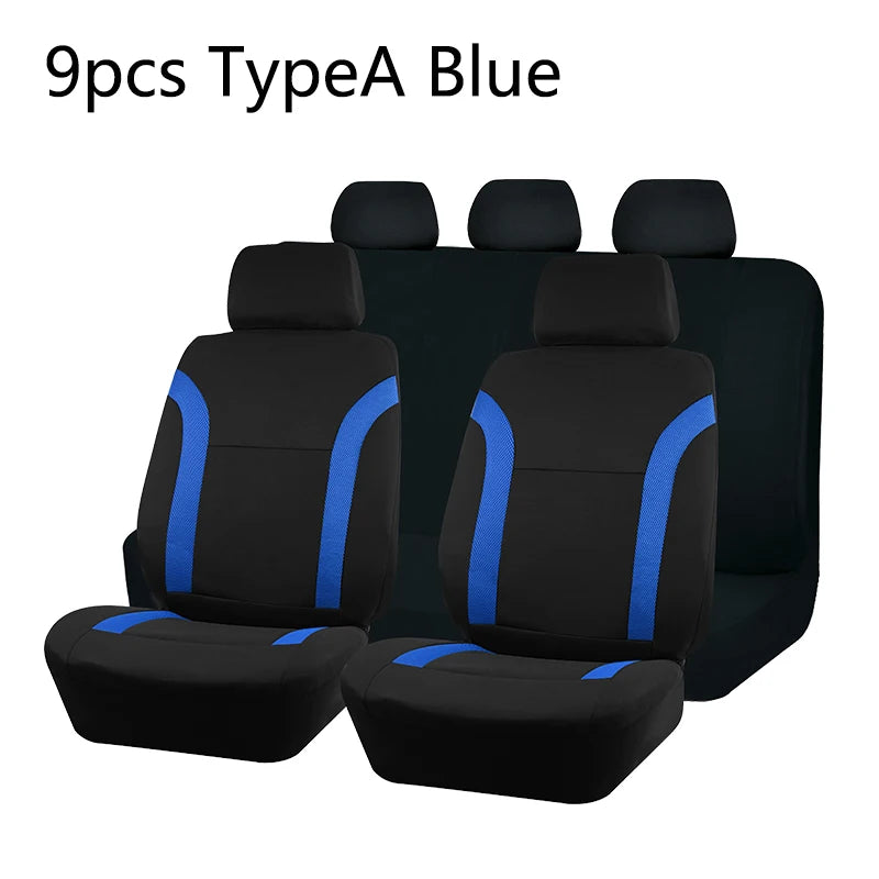 AUTO PLUS Juego de fundas de asiento de coche de poliéster, universales, deportivas, se ajustan a la mayoría de coches, de tela lisa, Bicolor, elegantes accesorios de coche, Protector de asiento