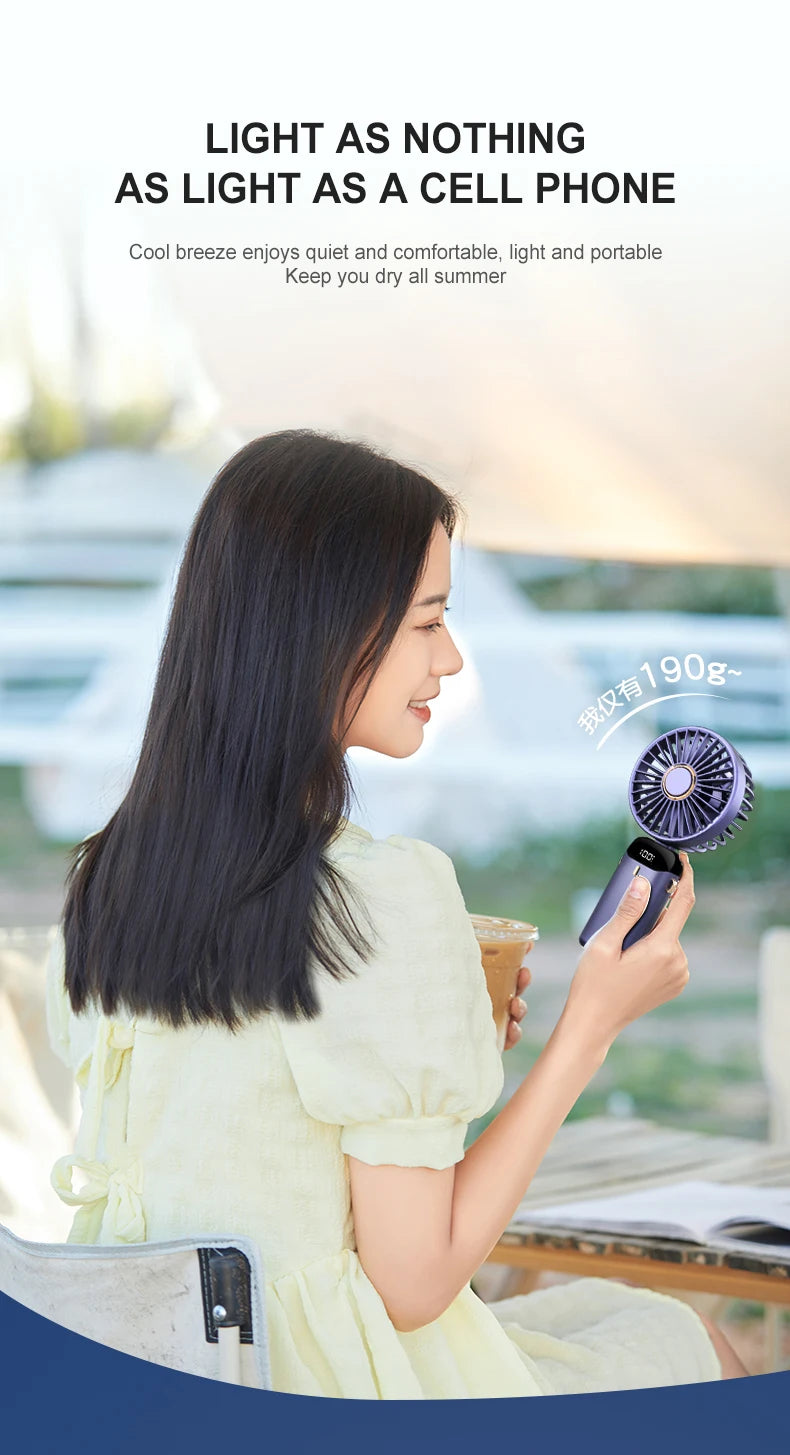Mini USB Handheld Fan Portable Folding Neck Hanging Fan 
